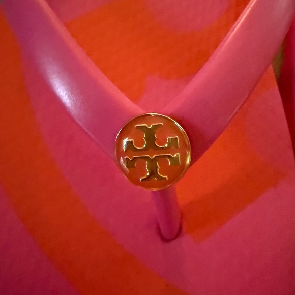 Tory Burch Women’s orange & Pink Modern Flip Flop Sandal Size 7 - Picture 12 of 14
